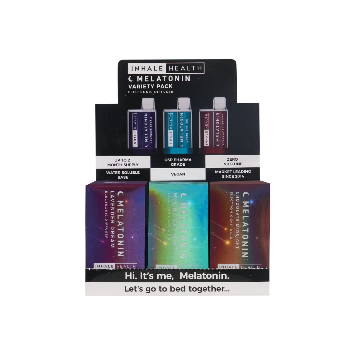 Melatonin Boxes Inhale Health Melatonin Variety Pack (15-Pack Display Box) – Inhale Health®